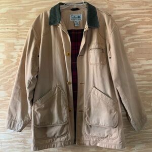 LL Bean Canvas chore barn jacket Large tall flannel lined